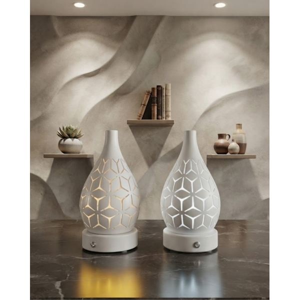 Siyah Geometrik Tasarım LED Masa Lambası ve Dekoratif Aydınlatma