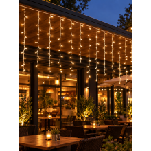 MUER IP65 Dış Mekan Saçak LED Aydınlatma 2x1m  Amber Sabit Işık Beyaz Kablo 