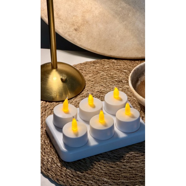 6'LI DEKORATİF TEA LİGHT ŞARJLI LED MUM