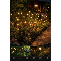 Solar Güneş Enerjili 75 cm 8 Toplu Gün Işığı Dekoratif Bahçe Çubuğu (2 Adetli Set)