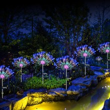 2 ADET Kazıklı Güneş Enerjili RGB Renkli Tel LED Bahçe Aydınlatması 95 cm