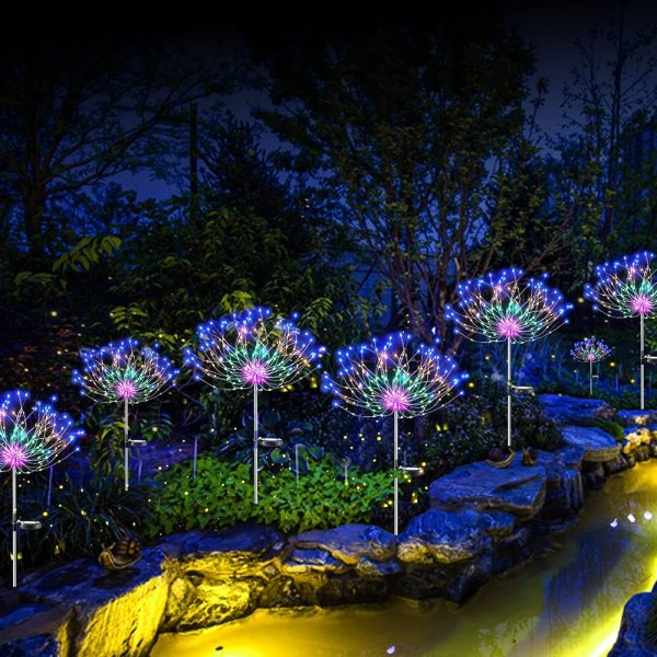 2 ADET Kazıklı Güneş Enerjili RGB Renkli Tel LED Bahçe Aydınlatması 95 cm