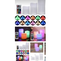 Kumandalı 3'lü Set RGB Renk Değiştiren Pilli Dekoratif LED Mum 