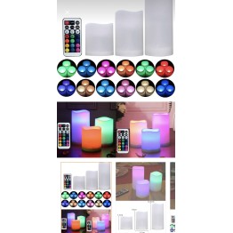 Kumandalı 3'lü Set RGB Renk Değiştiren Pilli Dekoratif LED Mum 