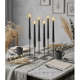 MUER 28 CM DEKORATİF SİYAH ŞAMDAN LED MUM 