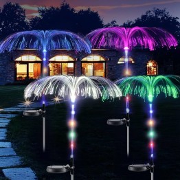 2 Adet Güneş Enerjili Solar RGB Havai Fişek / Denizanası Bahçe Lambası (95 cm)