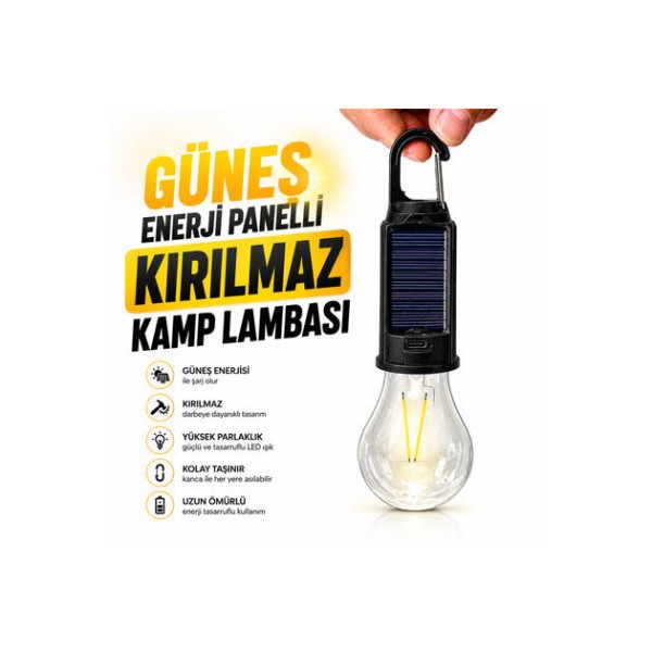 Güneş Enerjili ve USB Şarjlı Kamp Lambası