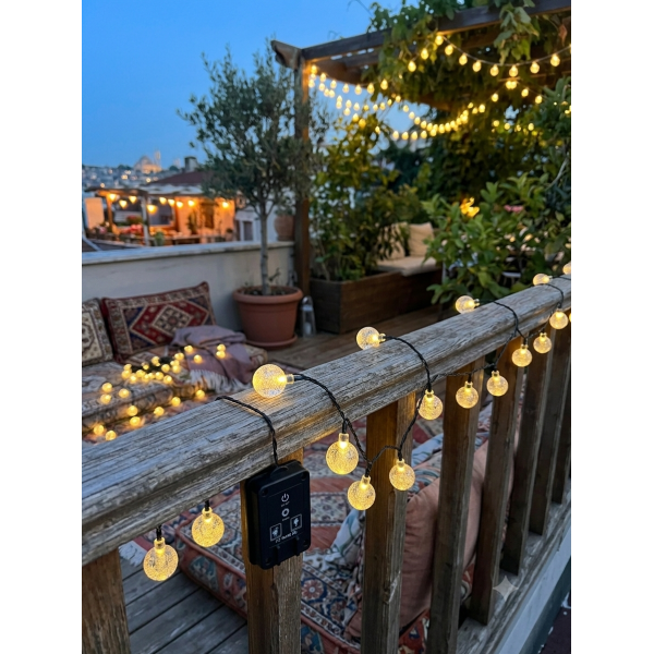 7 METRE 50 LED  GÜNEŞ ENERJİLİ DEKORATİF TOP LED