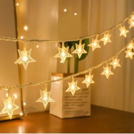 3 Metre 20 LED'li Yıldız Pilli Dekoratif Şerit Aydınlatma – 2 Fonksiyonlu